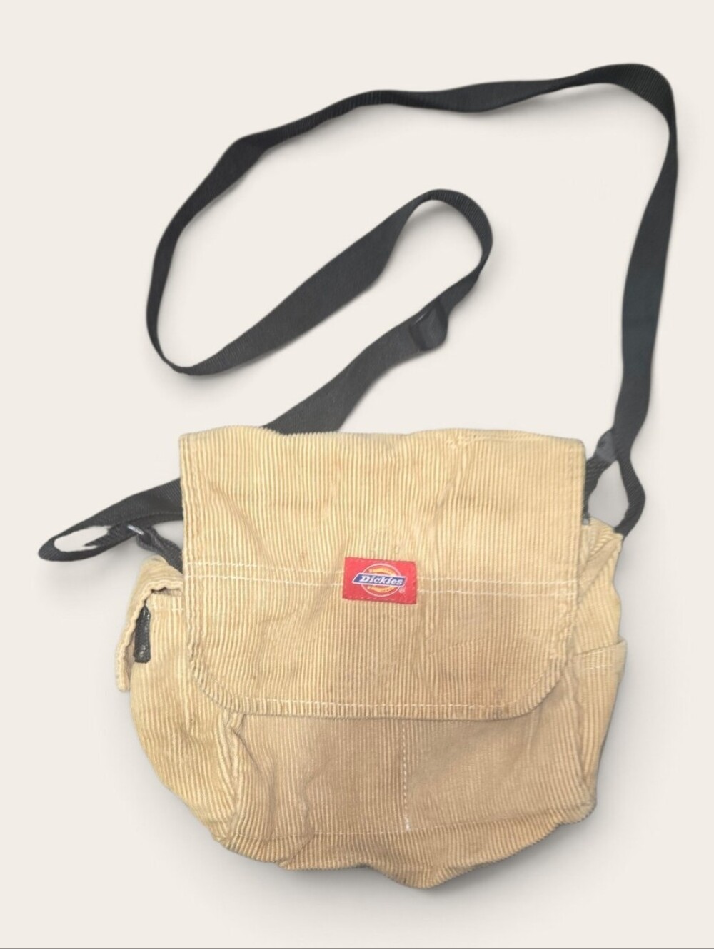 Dickies Tan Corduroy Messenger Bag with Black Strap